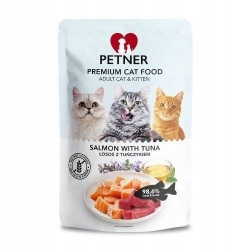 PETNER PREMIUM ADULT CAT & KITTEN ŁOSOŚ Z TUŃCZYKIEM SASZETKA 85g